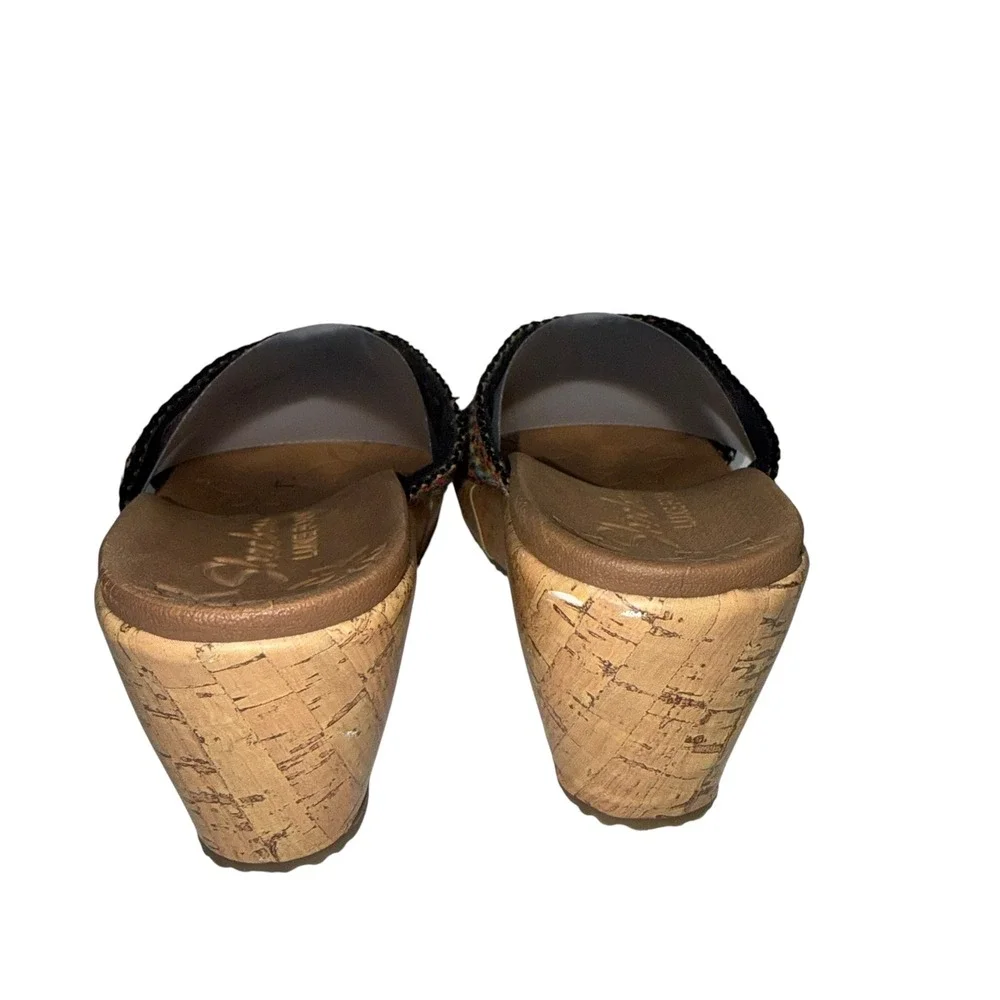 Skechers Luxe Foam Wedge Sandals Women‎ 8 Multi Color Excellent Woven Cork Slide